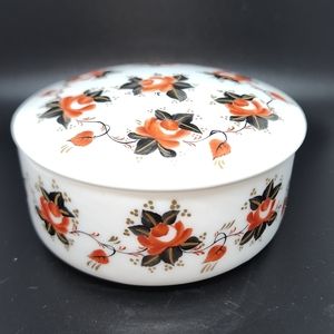 Floral Trinket Dish with Lid. Handpainted Zagaro
